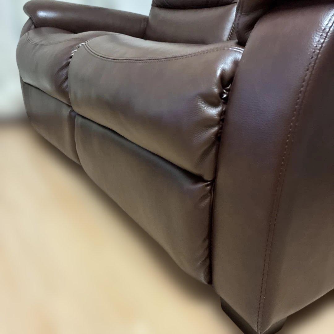 ソファ　2人掛　ブラウン　ニトリ　電動リクライニングソファ 本厚革