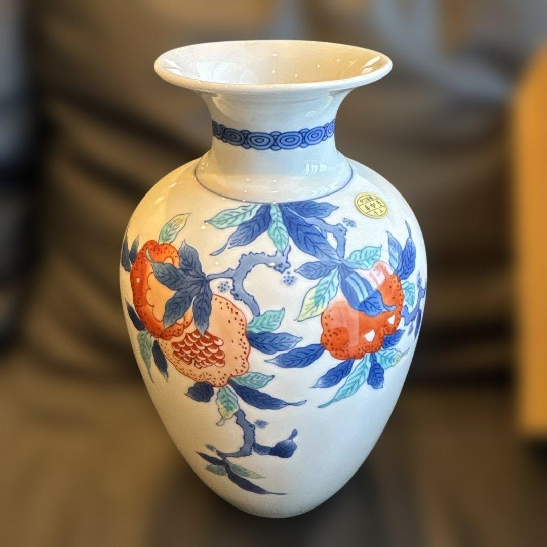 有田焼 鍋島系 魯山銘 大型花瓶 約28cm 木箱　鳥栖市市政功労者表彰記念