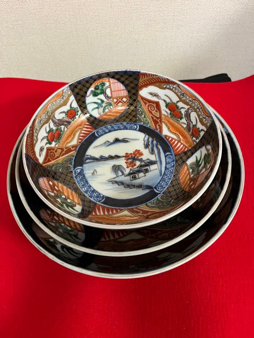 有田焼 伊万里焼 古伊万里 金彩 色絵 三ツ鉢 管理A3725