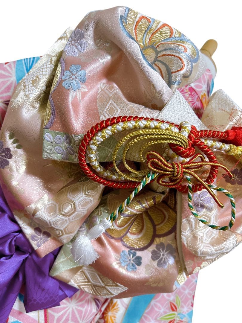 パール付帯締め♡七五三　7歳　女の子　フルセット　水色　ピンク　紫