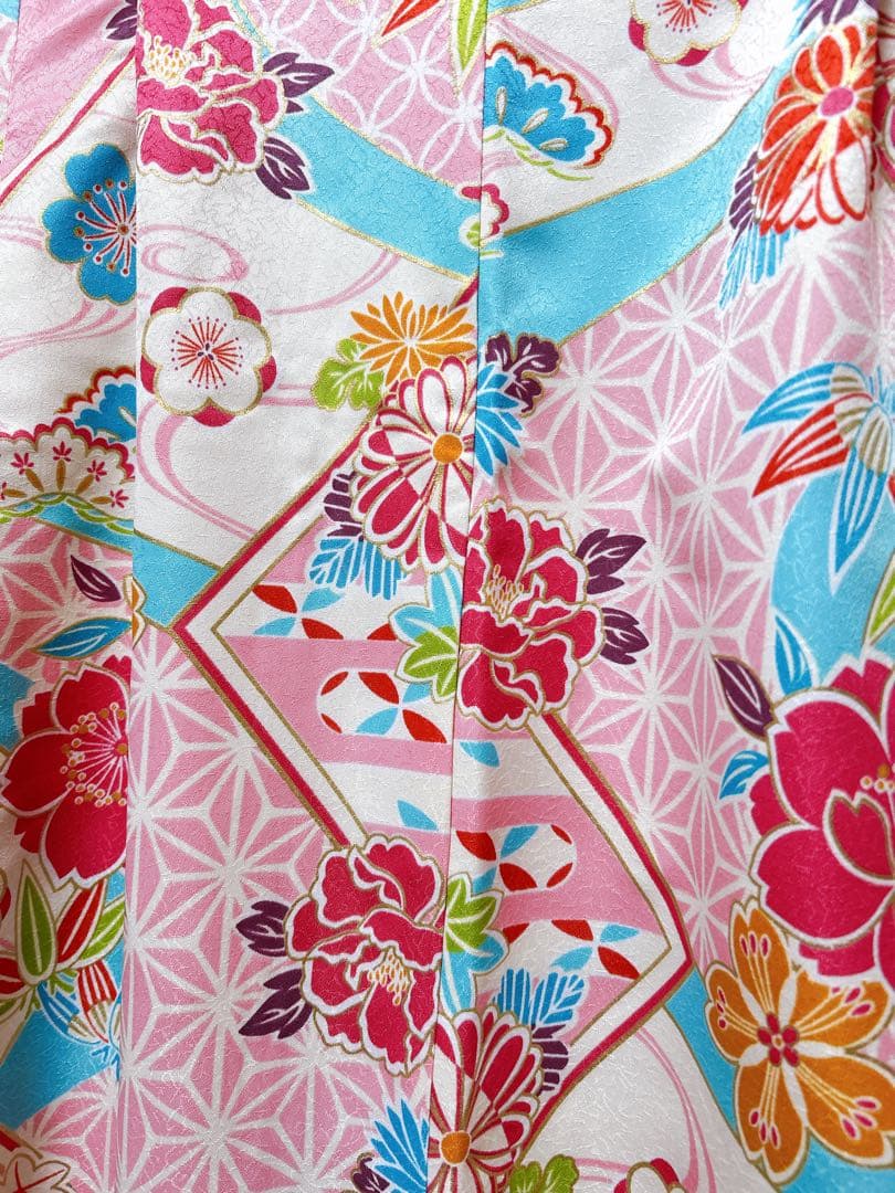 パール付帯締め♡七五三　7歳　女の子　フルセット　水色　ピンク　紫