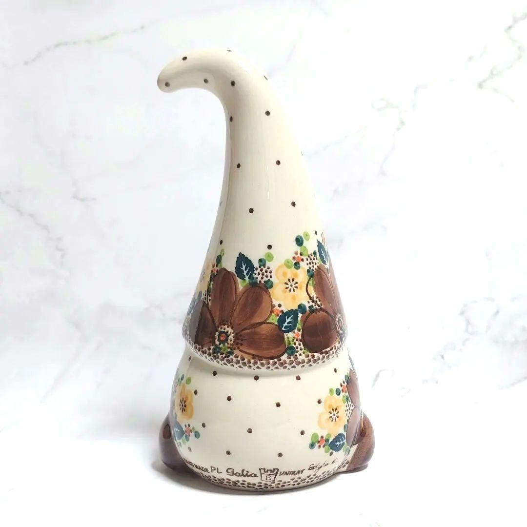 新品 ポーリッシュポタリー Galia社 ノーム Unikat ブラウン 花