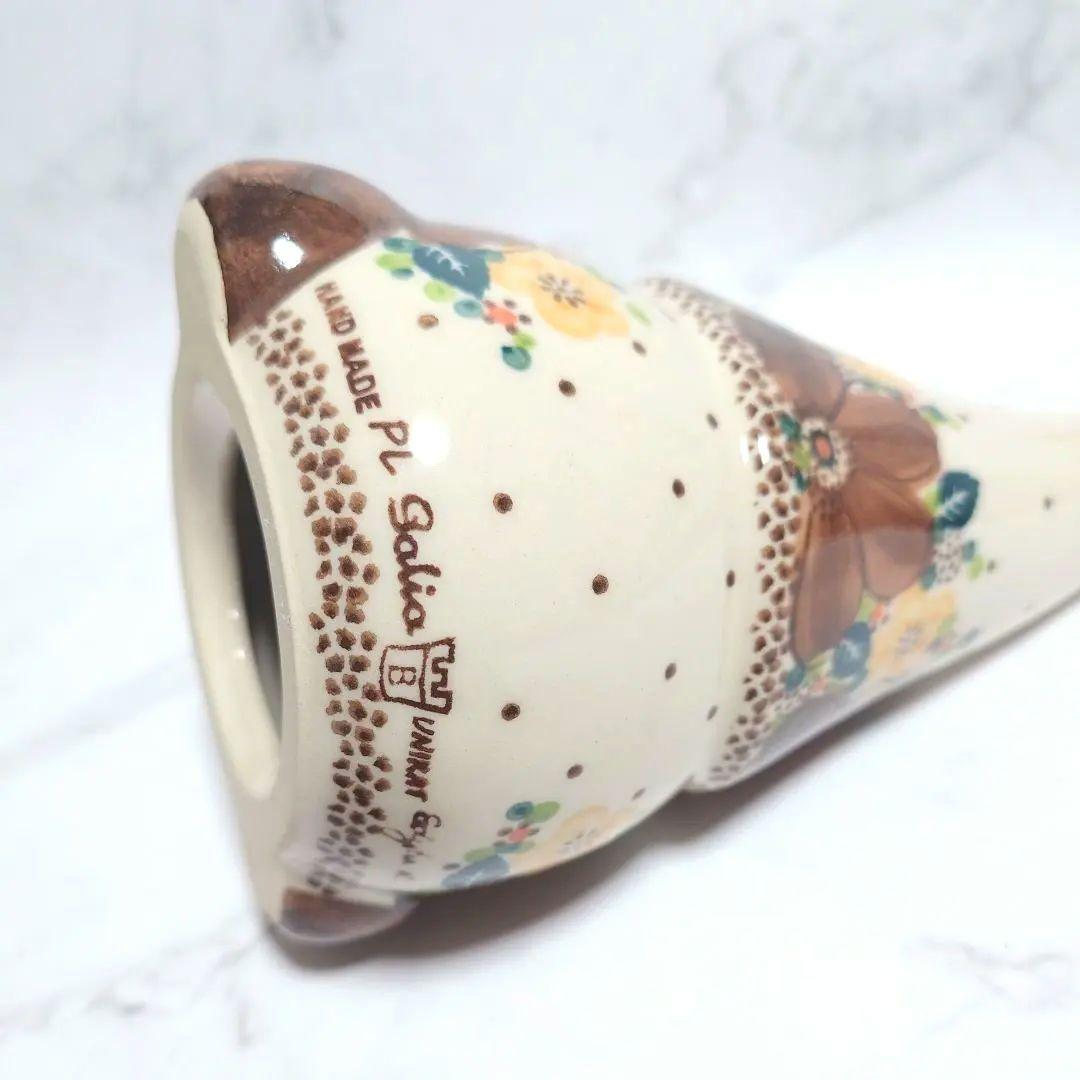 新品 ポーリッシュポタリー Galia社 ノーム Unikat ブラウン 花