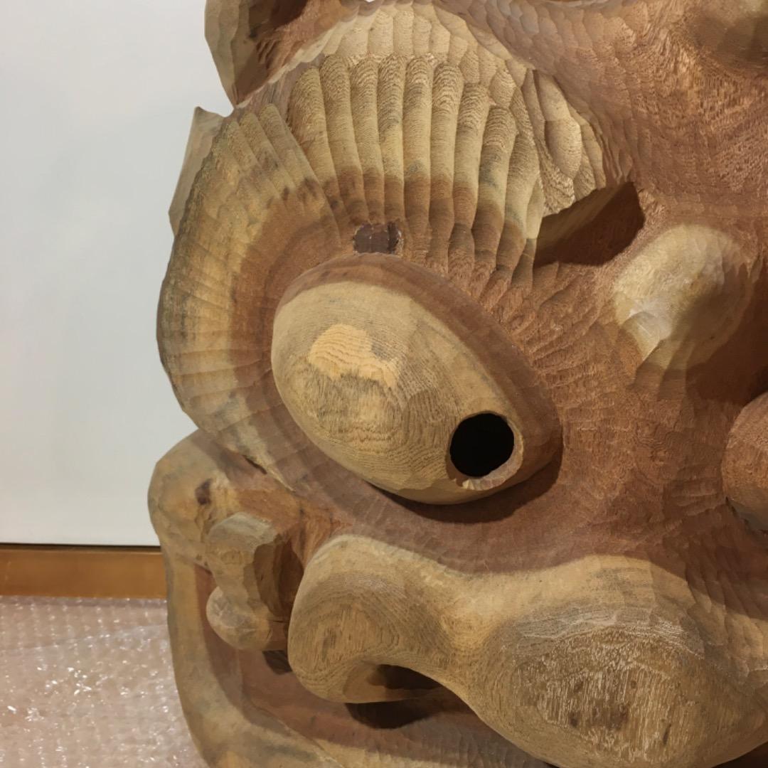 ○【世界的名工】前島秀章 大鬼 昭和六十年 特大作品 幅48.5cm 面 木彫
