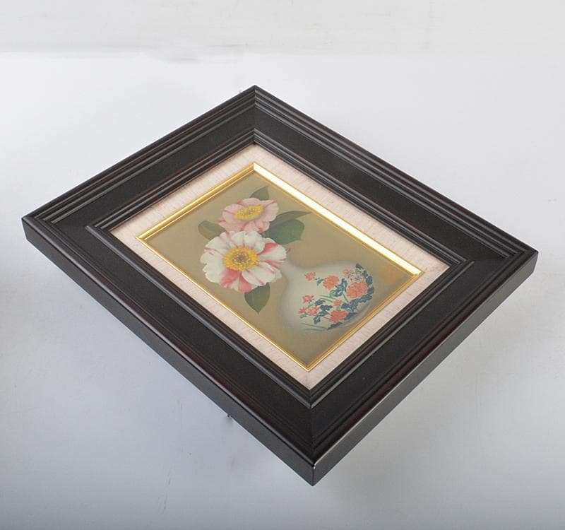 黒田悦子作　油彩SM号　『椿』　額装　箱付　V R4433C