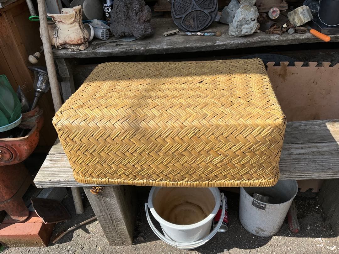 超特大竹籠、特大竹籠、レトロ竹籠、 78センチ、りんご籠、野菜籠、昔の竹籠