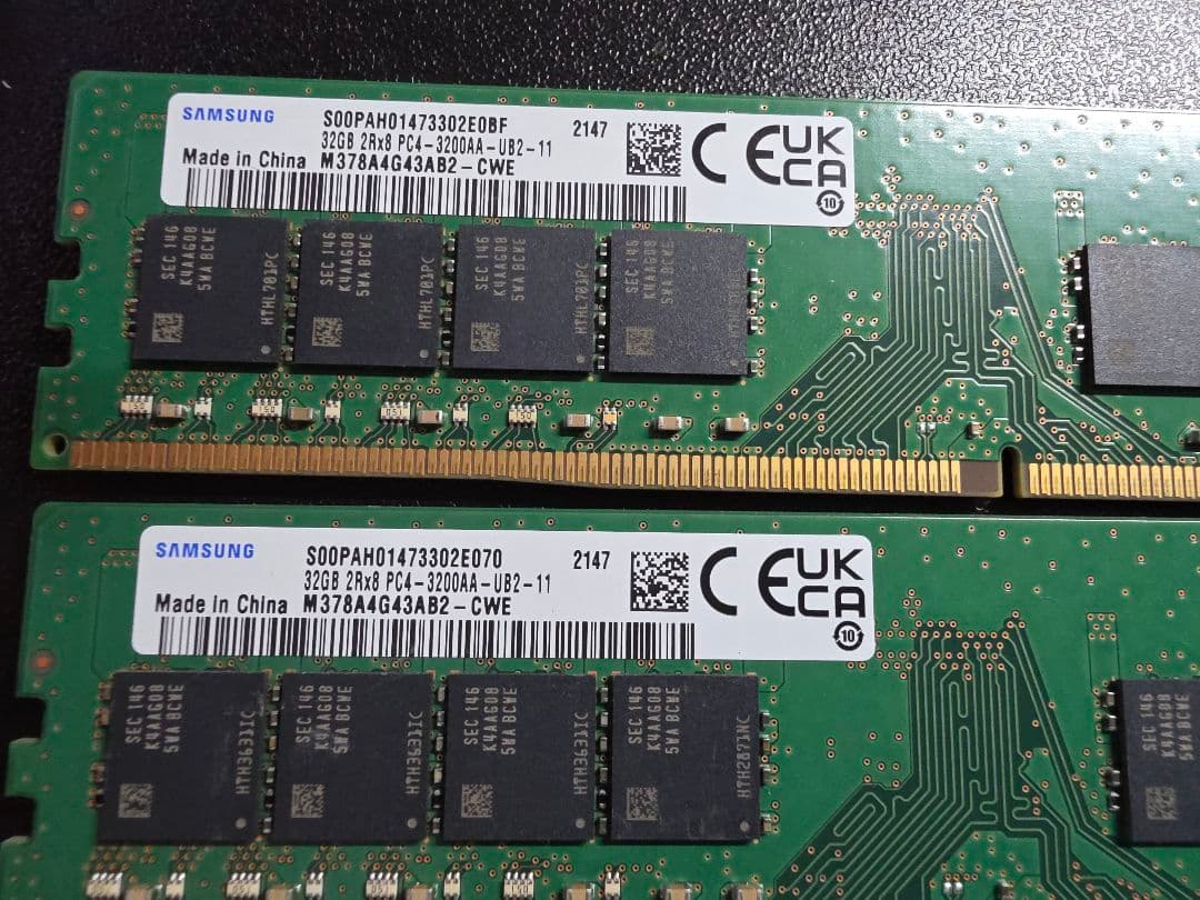 O*u様 Samsung DDR4-3200MHz 32GB メモリ2枚セット合