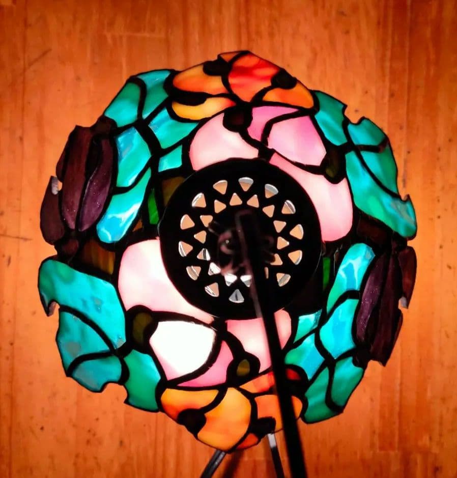 新品ステンドグラス リーフランプ