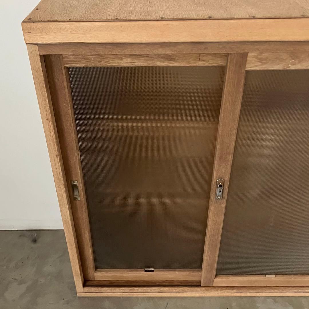 レトロ　アンティーク　古家具　古道具　剥離家具　ストリップド　ガラス棚　シェルフ