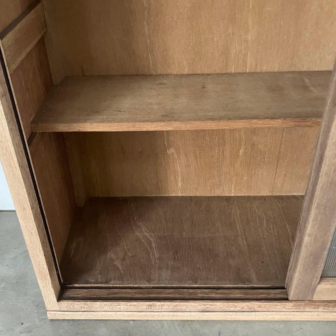 レトロ　アンティーク　古家具　古道具　剥離家具　ストリップド　ガラス棚　シェルフ