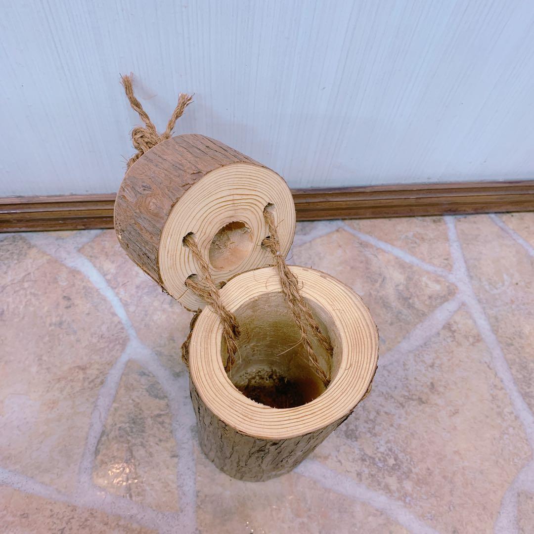 吉野杉　丸太の入れ物　木のケース　北欧　インテリア飾り　天然木　和モダン