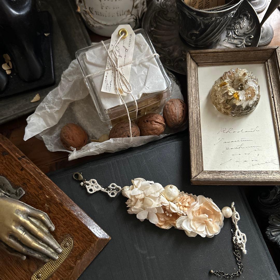 アンティーク 布花 ブレスレット ハンドメイド