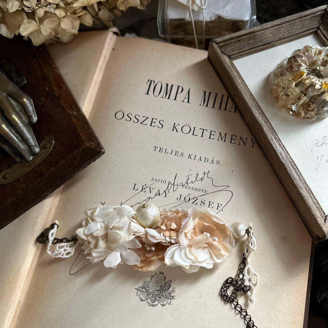 アンティーク 布花 ブレスレット ハンドメイド