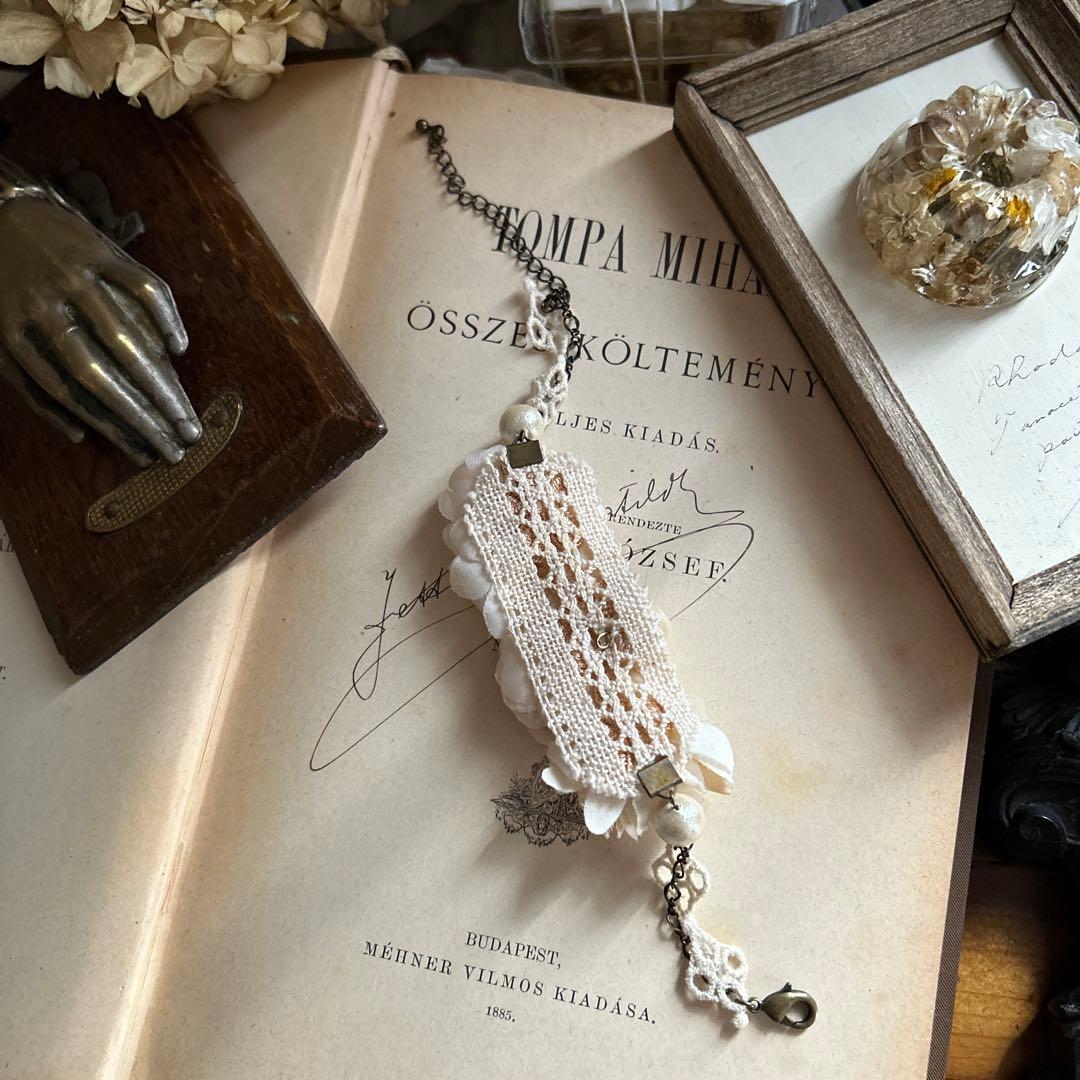 アンティーク 布花 ブレスレット ハンドメイド