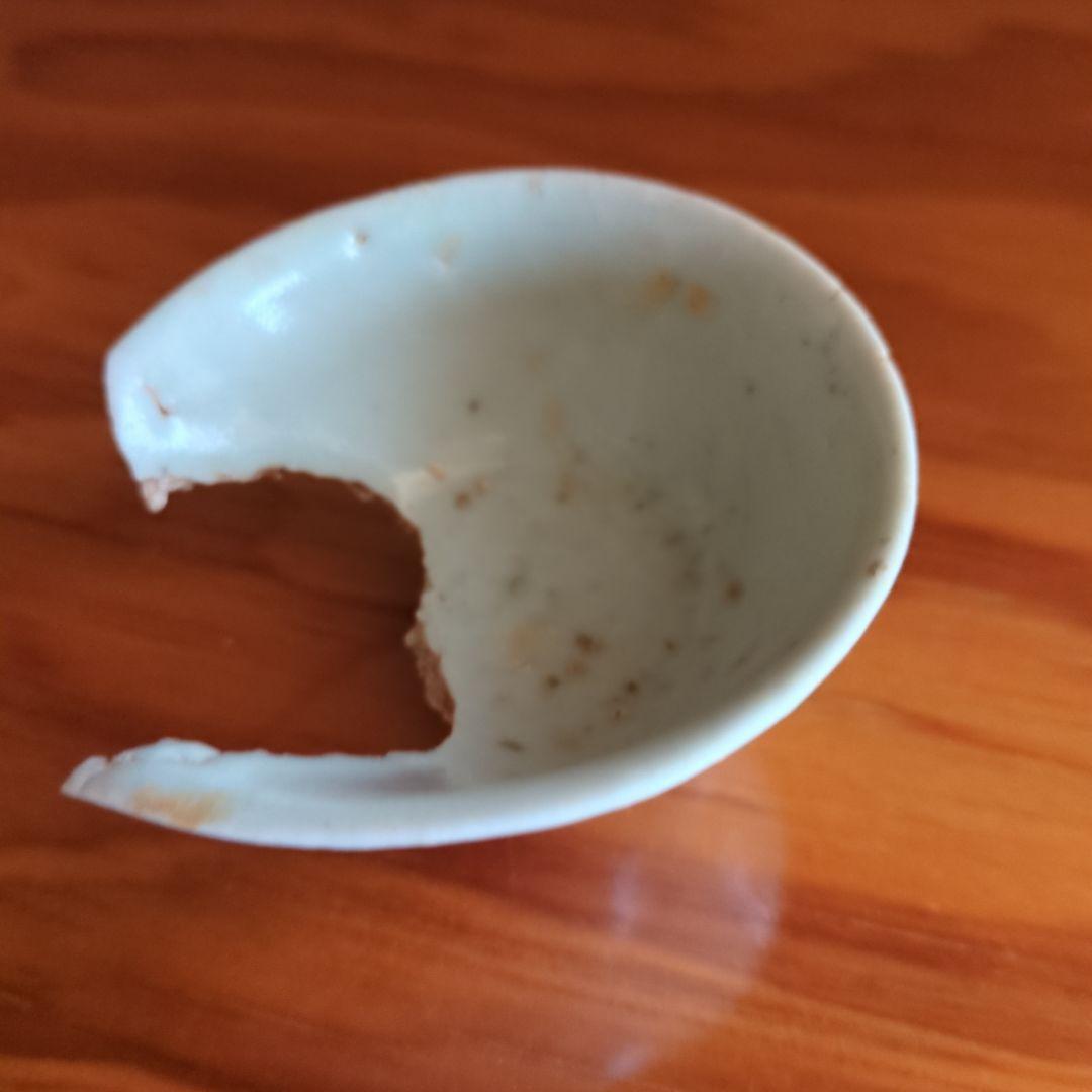 磁器の白色盃（欠けあり）　初期伊万里の陶片