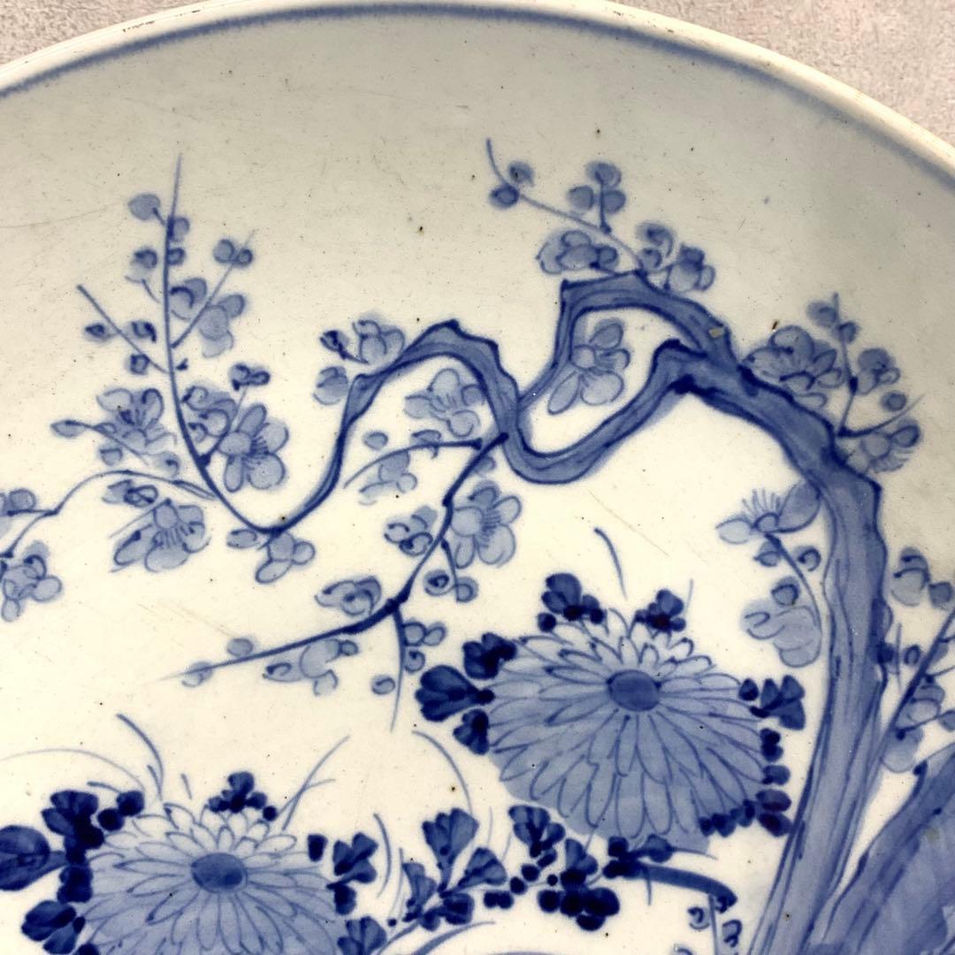 直径41.4cm ! 大皿 飾り皿 時代物 花 蝶々 アンティーク 昭和レトロ④