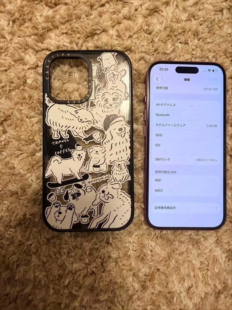 美品iphone16 simフリーCASETiFY ケース付き