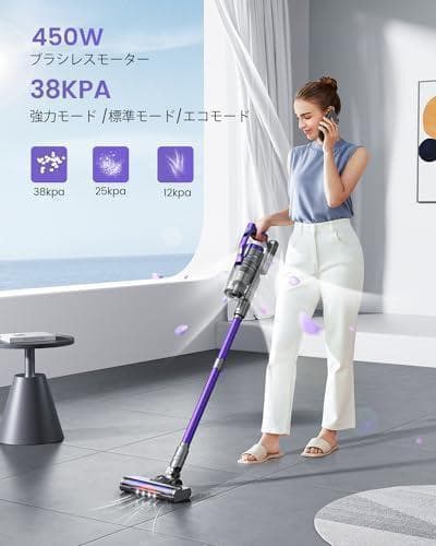 コードレス掃除機 33000pa サイクロン 55分間稼働 3段吸引力調整