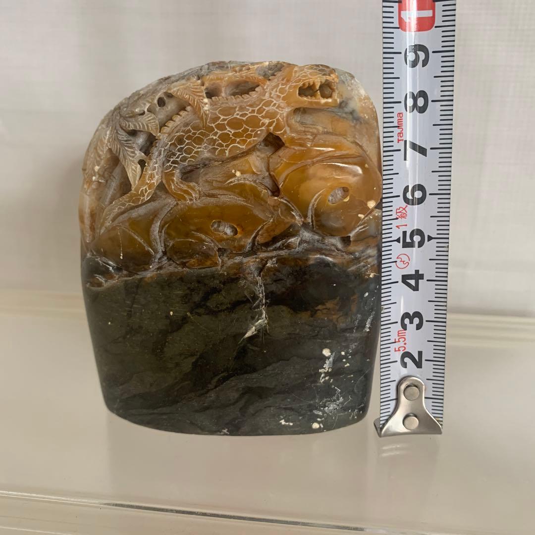 中国 寿山石 印材 森恐竜彫 8.5cm
