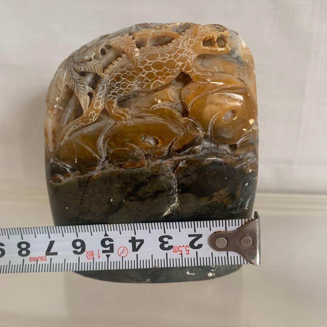 中国 寿山石 印材 森恐竜彫 8.5cm