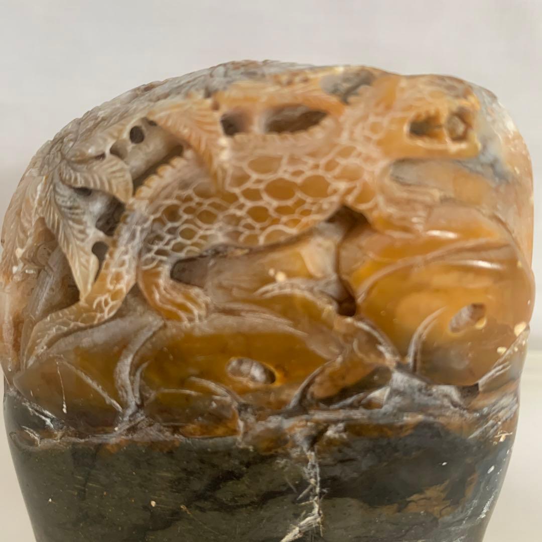 中国 寿山石 印材 森恐竜彫 8.5cm