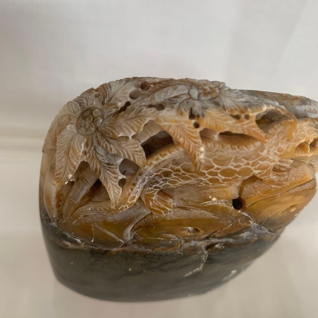 中国 寿山石 印材 森恐竜彫 8.5cm