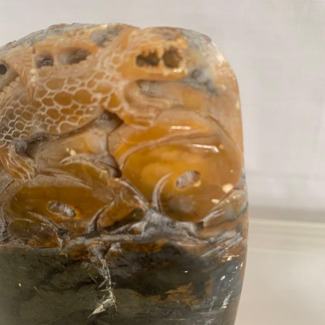 中国 寿山石 印材 森恐竜彫 8.5cm