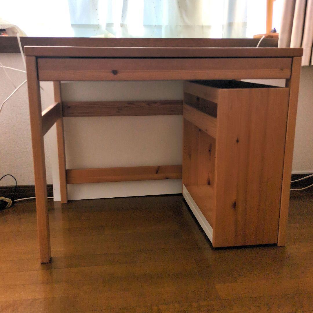 【たのメル便送料込】無印良品 パイン材デスク デスクワゴンセット 学習机