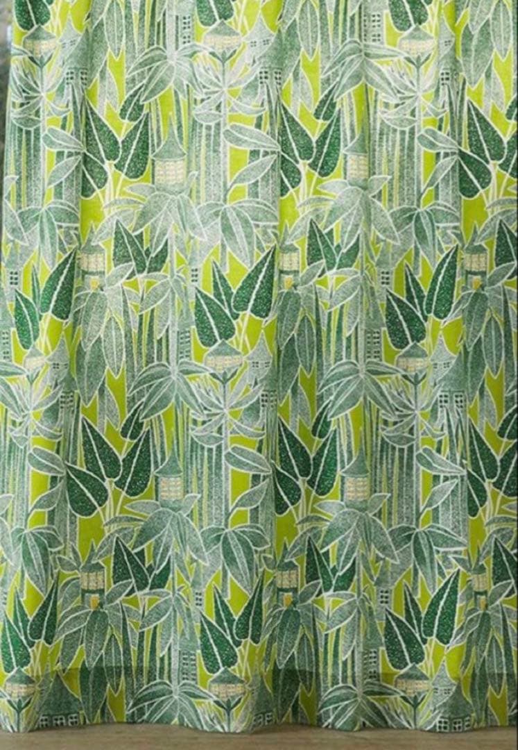 MOOMIN天然素材100％カーテン＜旅の途中 グリーン＞　鈴木マサルデザイン