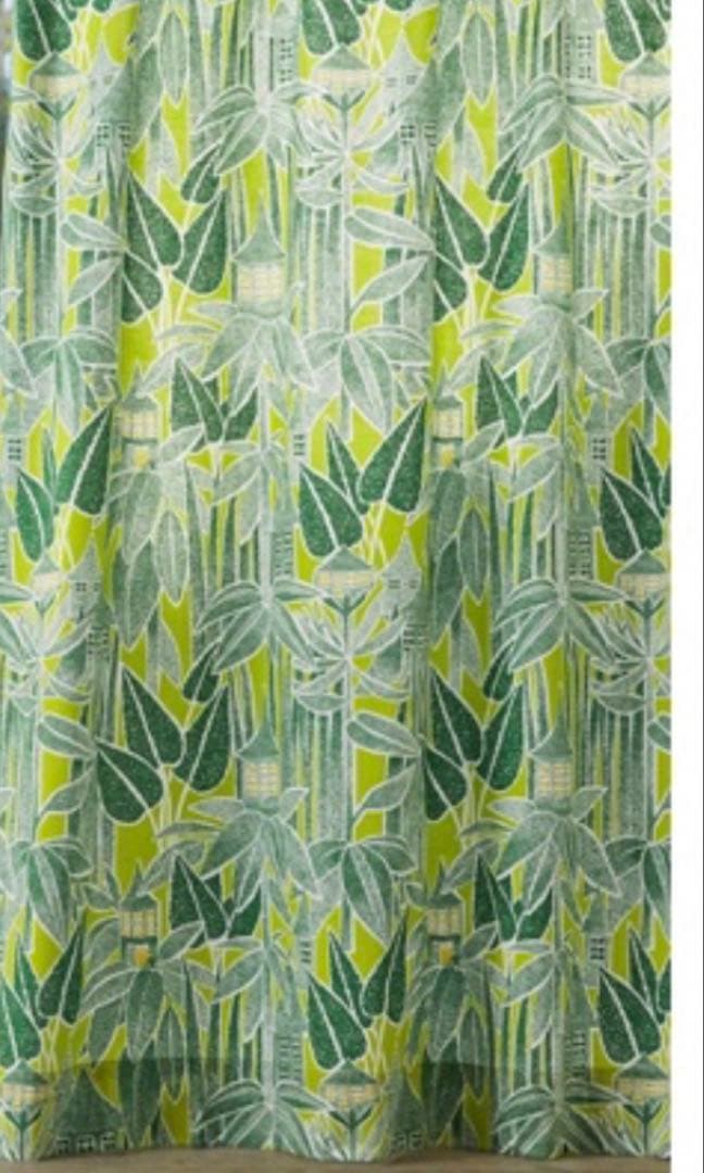 MOOMIN天然素材100％カーテン＜旅の途中 グリーン＞　鈴木マサルデザイン