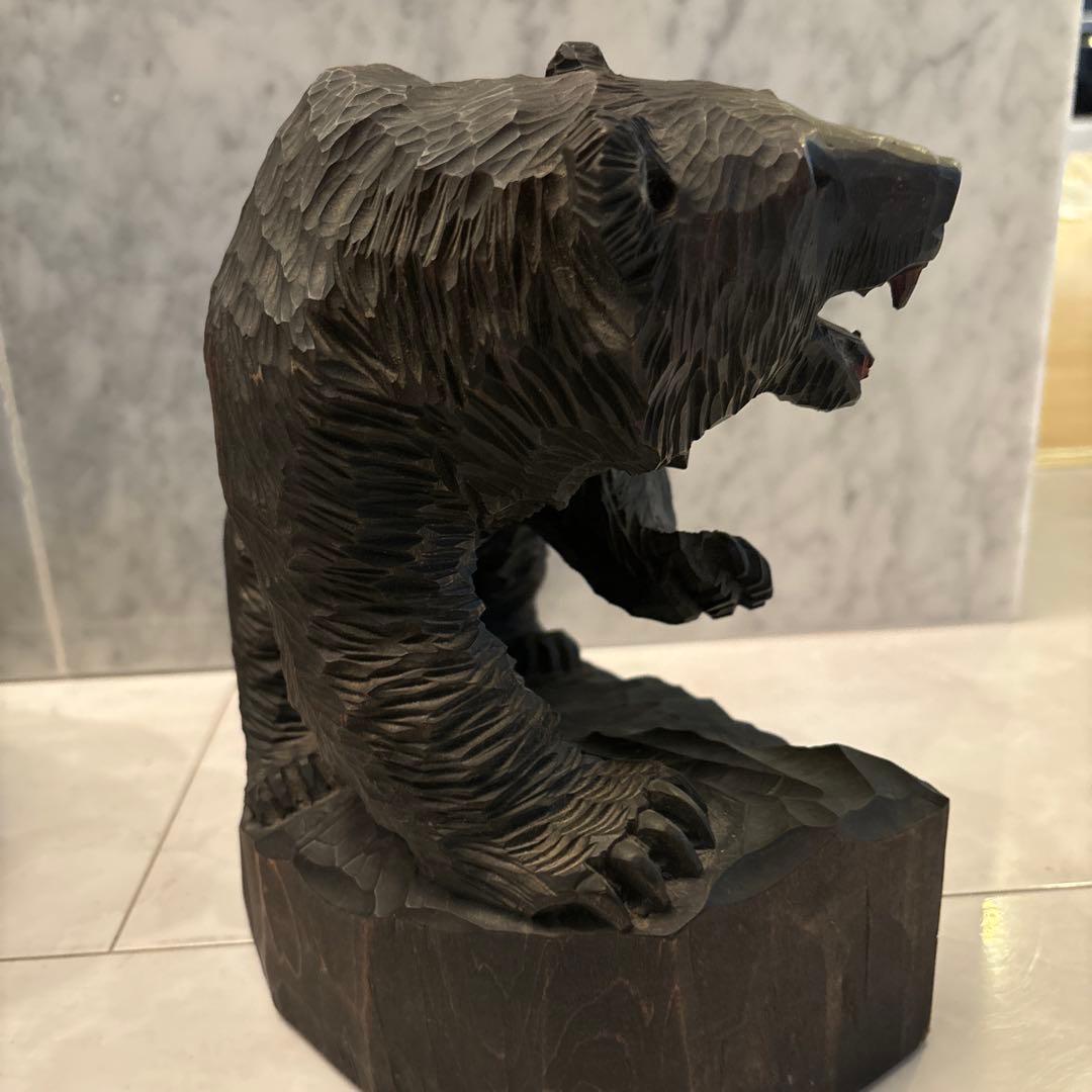 1950-60年代アイヌビンテージ彫りが美しく躍動感がある芸術的なクマ親子の彫刻