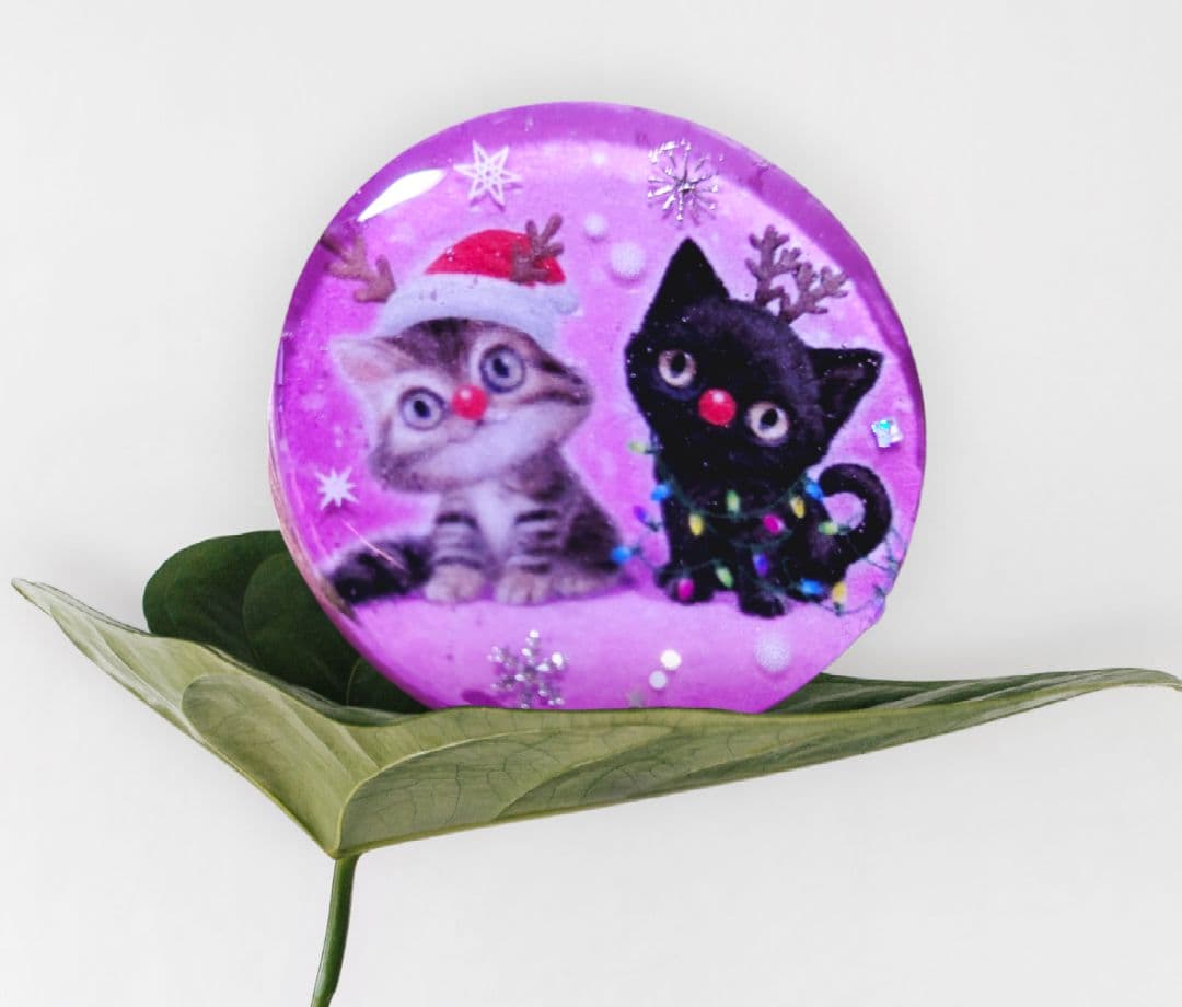 NO.434❤サンタ・トナカイ猫❤レジンヘアゴム  ブローチ