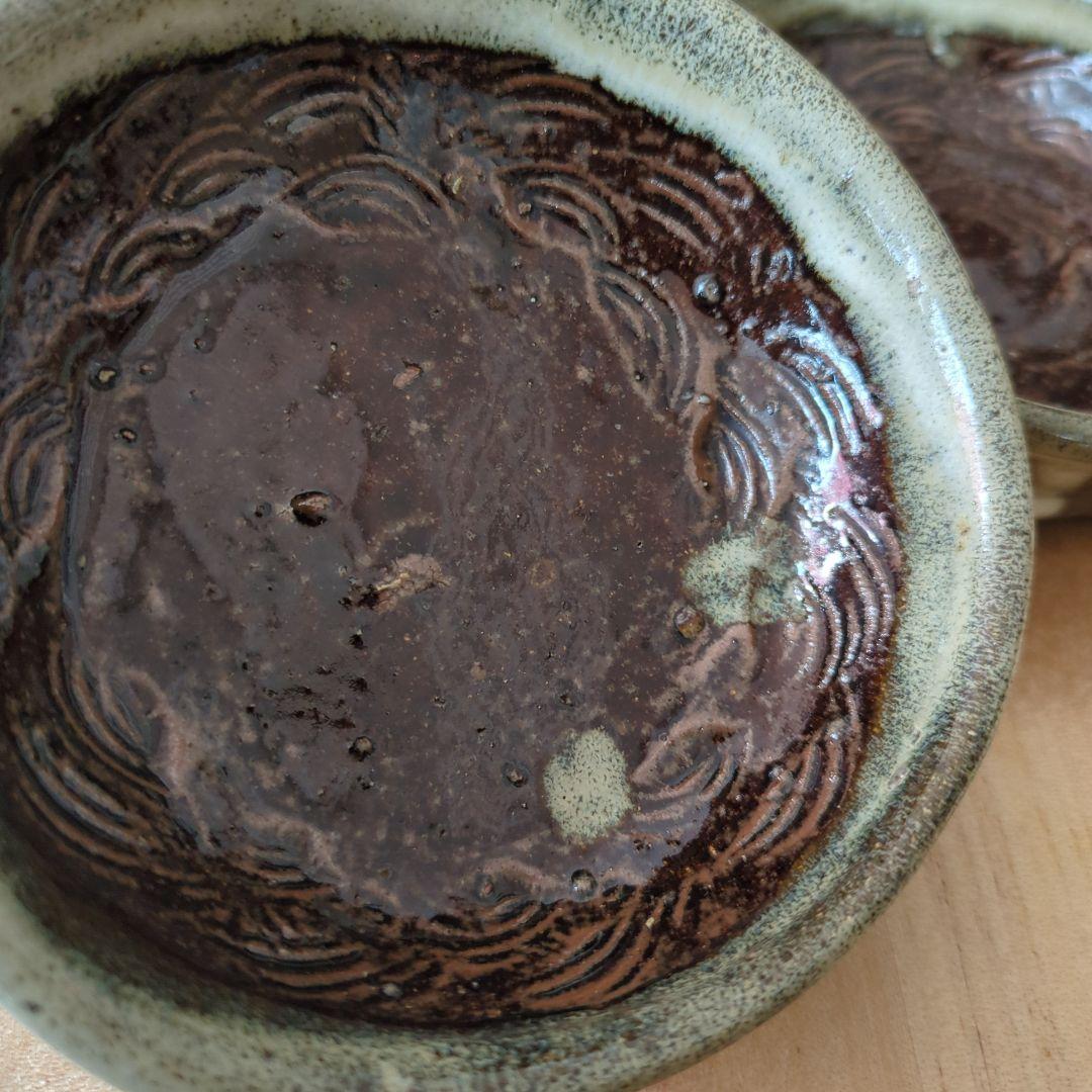 骨董　向付　三っ脚　片口　皿　器　波紋様　木箱　金継ぎ　懐石膳　5つ