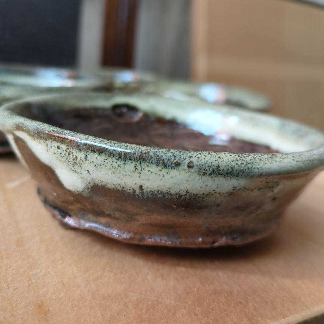 骨董　向付　三っ脚　片口　皿　器　波紋様　木箱　金継ぎ　懐石膳　5つ