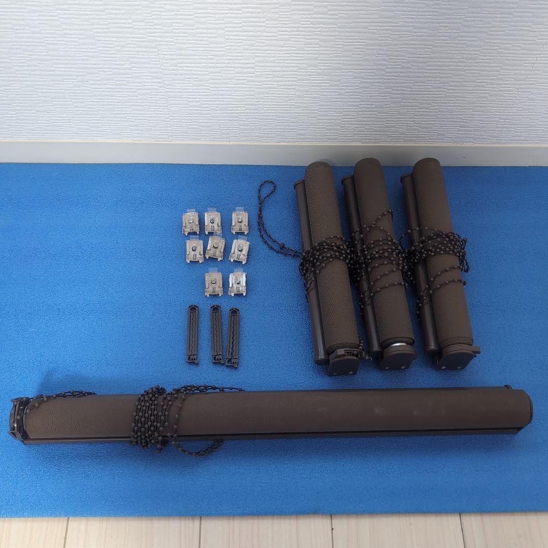 ブラウン ロールカーテン シンプル　4本セット