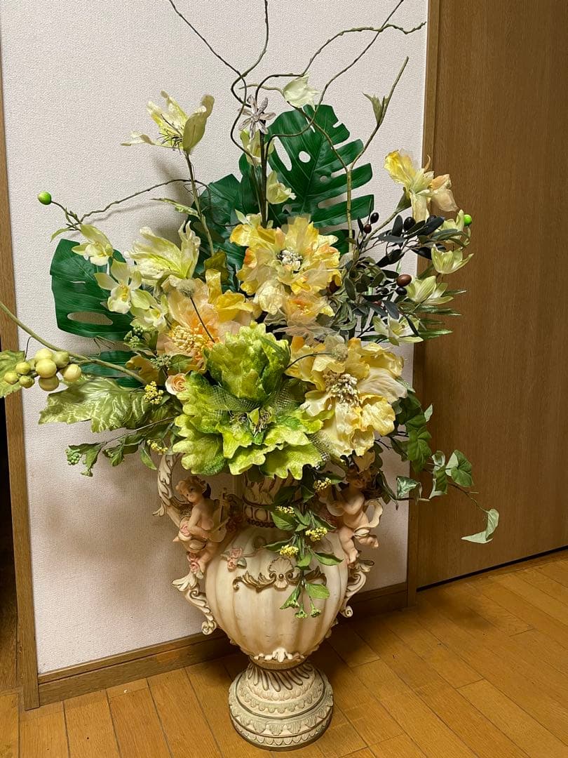 豪華 造花 アートフラワー アレンジメント 大型 花瓶付き インテリア