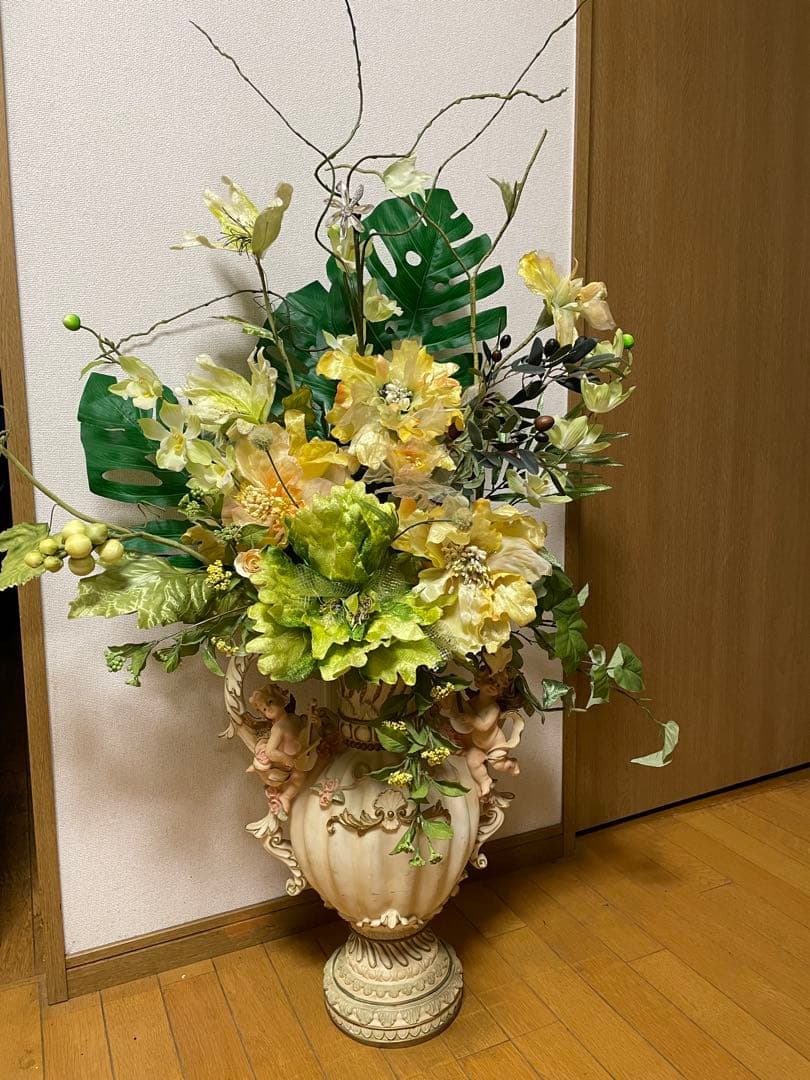 豪華 造花 アートフラワー アレンジメント 大型 花瓶付き インテリア