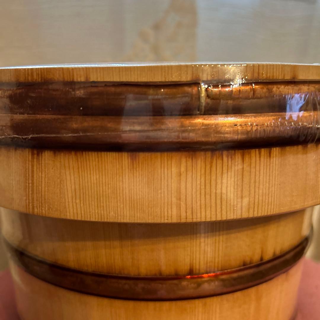 新品保管品　フィルム付　お櫃　江戸びつ 日本橋　木屋　5合　少々難あり