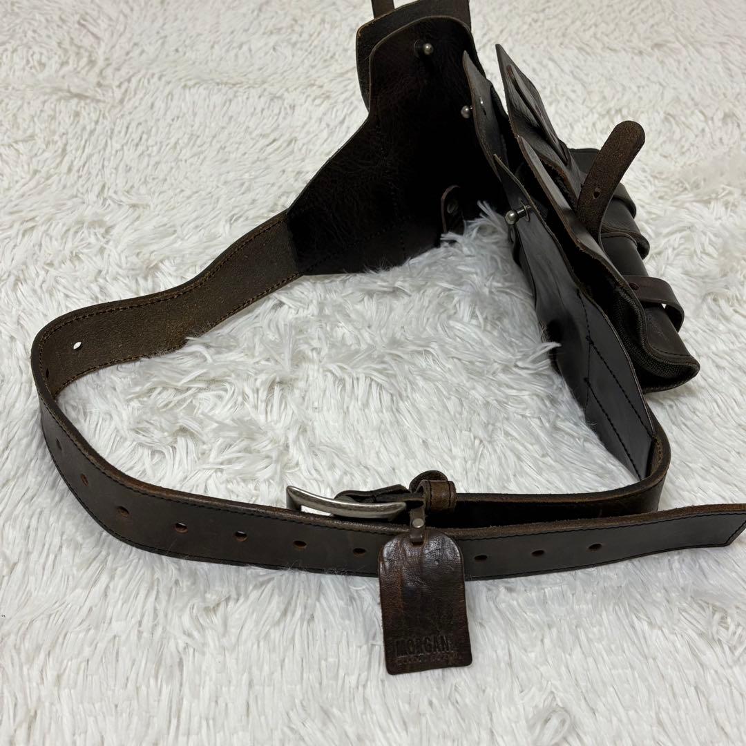 MORGAN ベルト　バンダリア　レザー　ポケット　3連　ミリタリー