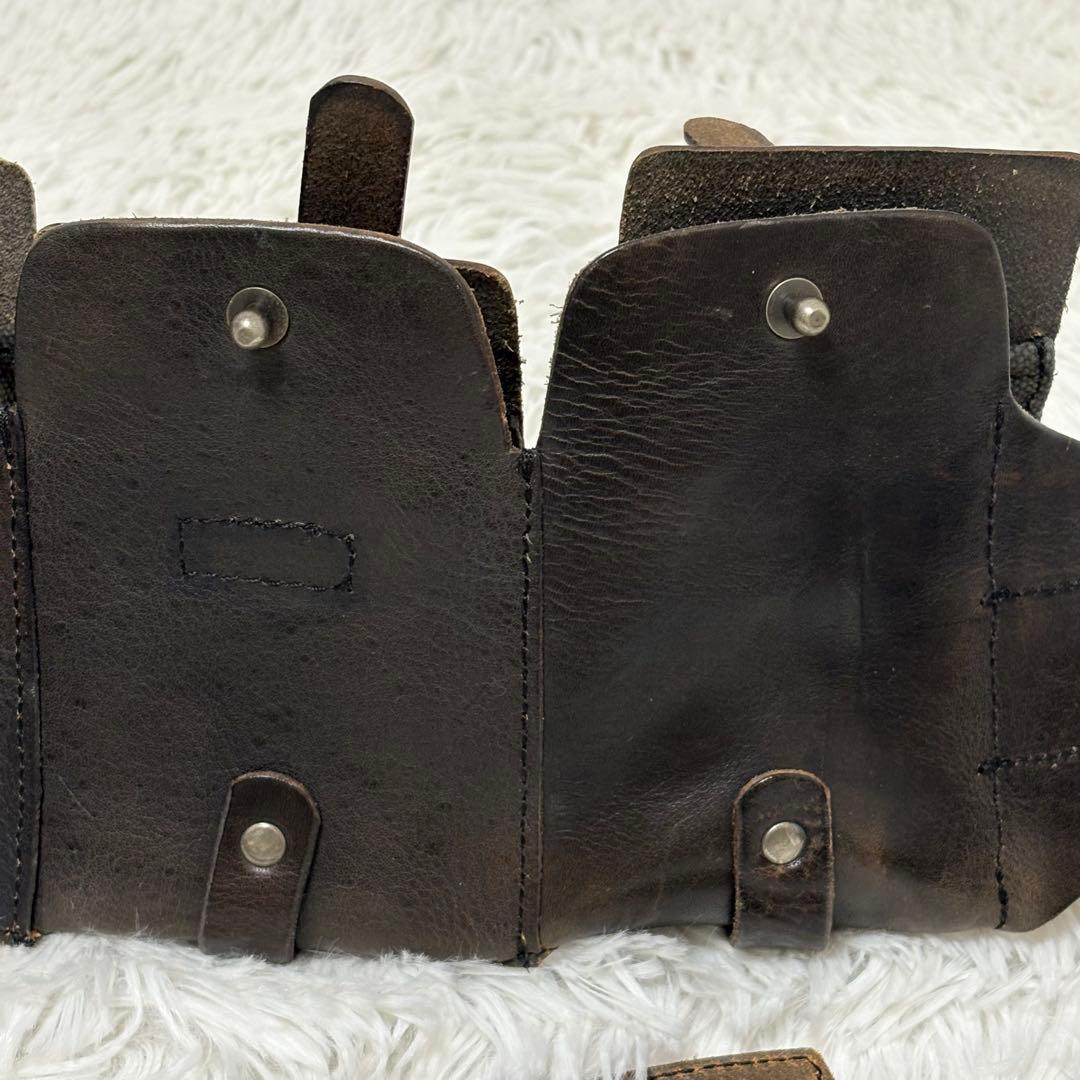 MORGAN ベルト　バンダリア　レザー　ポケット　3連　ミリタリー