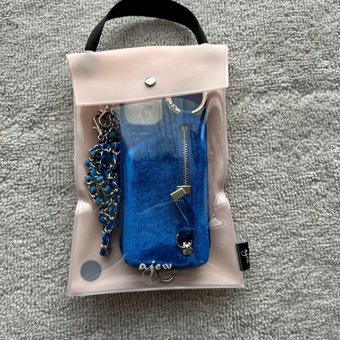 エジュー ajew iPhone 14 ドレスケース 青 おしゃれ