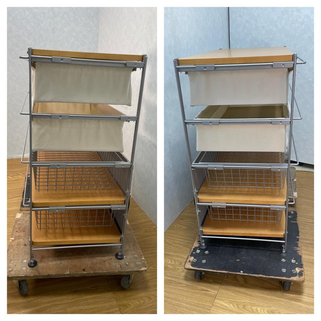 Y♢884 無印良品 スチールユニットシェルフ オーク材 棚セットワイド小