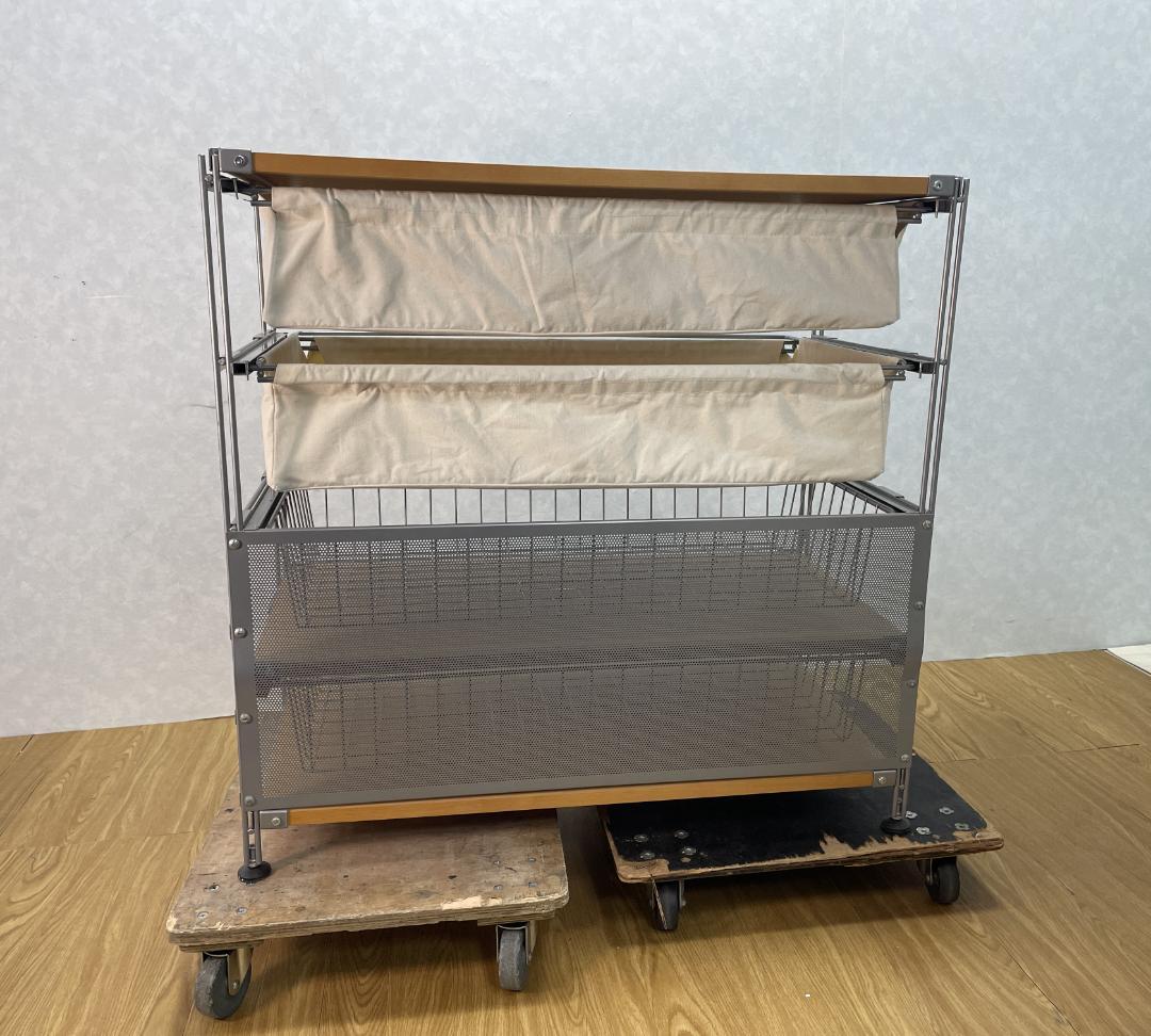 Y♢884 無印良品 スチールユニットシェルフ オーク材 棚セットワイド小