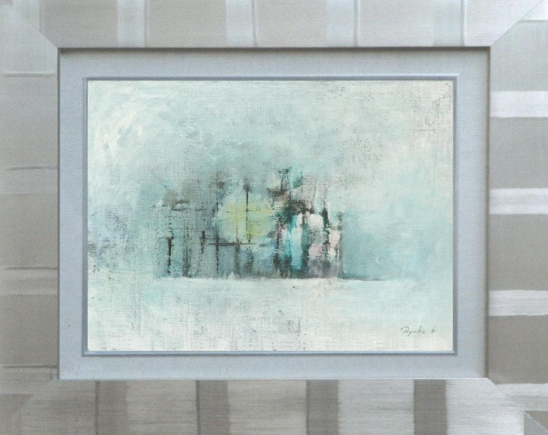 油絵 菅家令子 絵 絵画インテリア 額付(黒)F4-272023風景 はざ木雪国