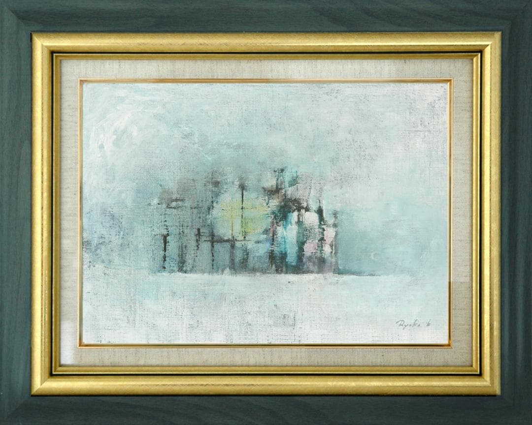 油絵 菅家令子 絵 絵画インテリア 額付(黒)F4-272023風景 はざ木雪国