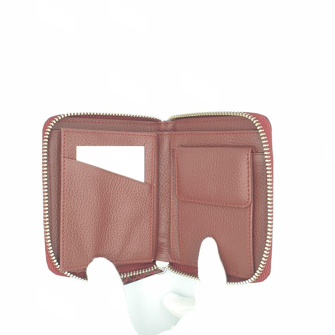 新品　クロコダイル　本革　ミニウォレット　ワイン