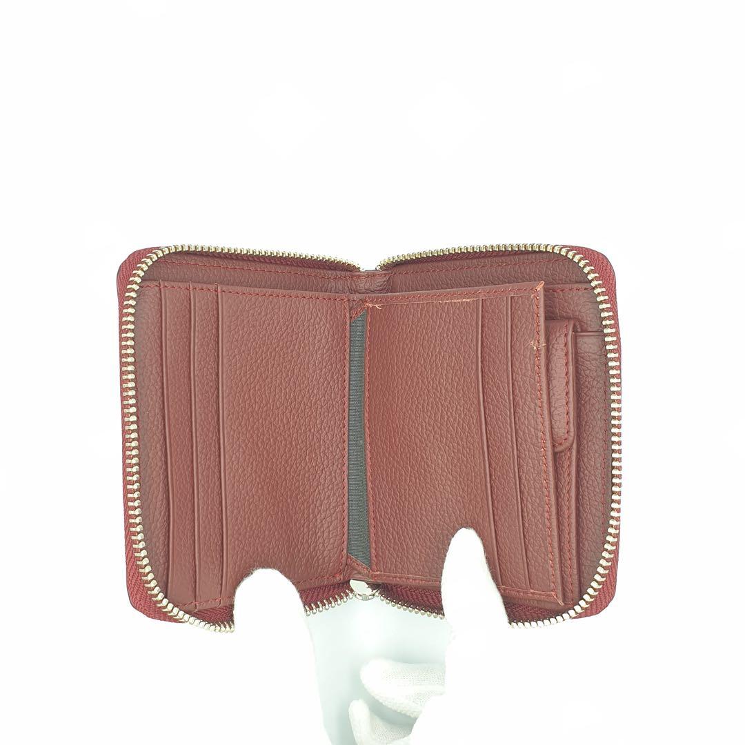 新品　クロコダイル　本革　ミニウォレット　ワイン