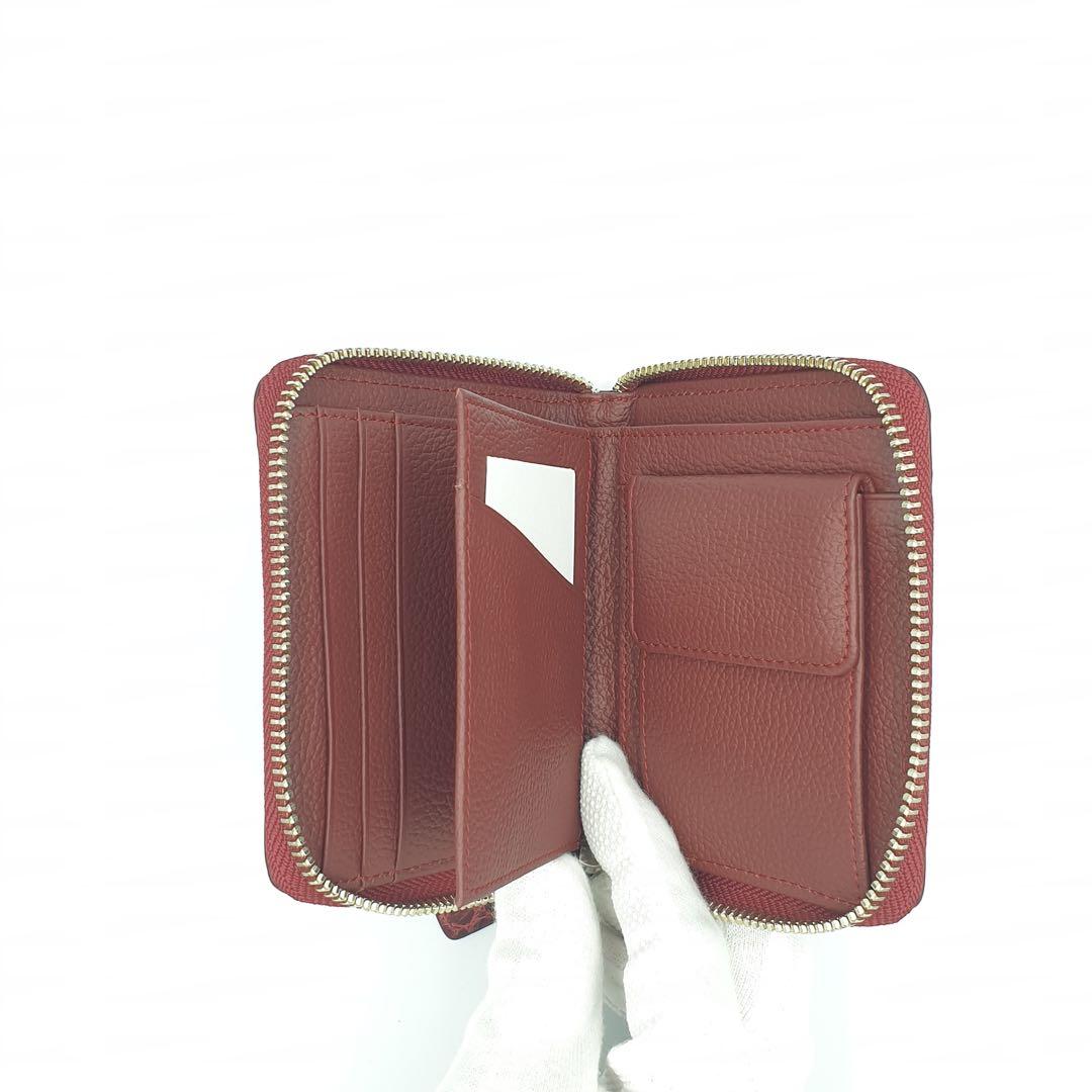 新品　クロコダイル　本革　ミニウォレット　ワイン
