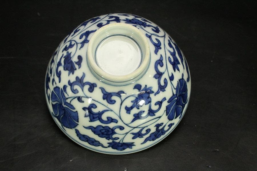青花 纏枝蓮花紋 碗 十客 時代物(A743)
