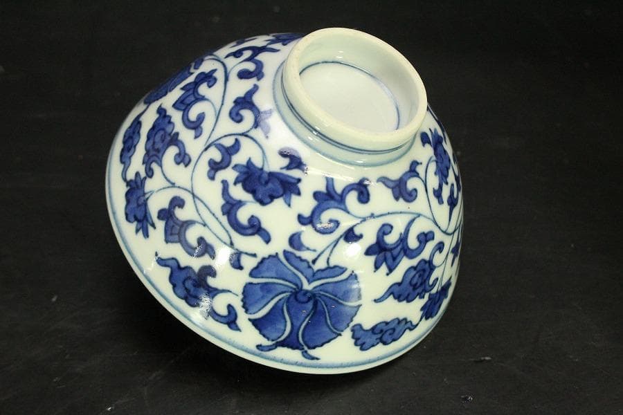 青花 纏枝蓮花紋 碗 十客 時代物(A743)